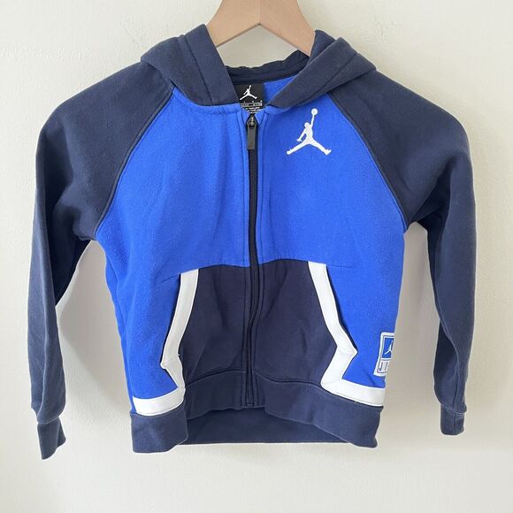 Nike Air Jordan Blue Hoodie Jacket Boys Full Front Zip Long Sleeve - 6/7 Years - Picture 1 of 8